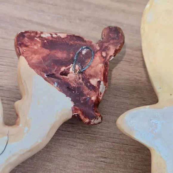 Vtg Mermaids + Bubbles Chalkware Kitsch Wall Hanging Plaques Set of 3 ~ 5"-8" - Picture 9 of 10